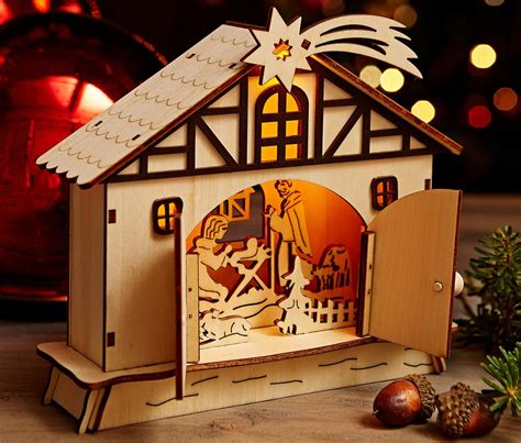 Laser Cut Wooden Christmas Village House Nativity Scene Artofit