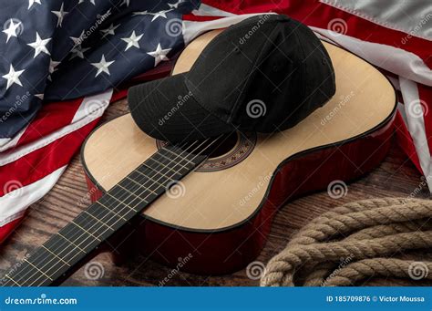 Libertad Y Concepto De Festival De Música Country And Blues De Estados Unidos Con Bandera Y