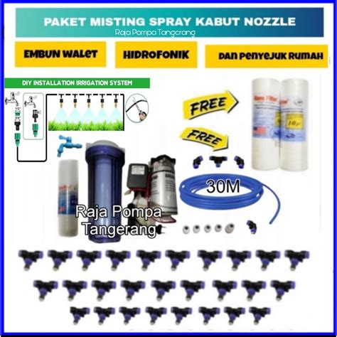 Jual Mesin Embun Walet Lengkap Set 20 Titik Nozzle Sprayer Misting