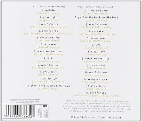 Moby Wait For Me Remixes Cd Opus3a