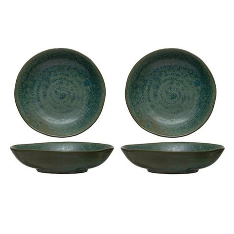 Storied Home 7 12 In 16 9 Fl Oz Green Stoneware Serving Bowl In