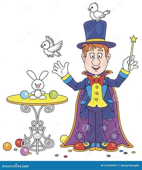 Circus Magician With A Magic Wand And Hat Cartoon Vector