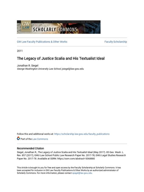 The Legacy Of Justice Scalia And His Textualist Ideal Pdf Antonin