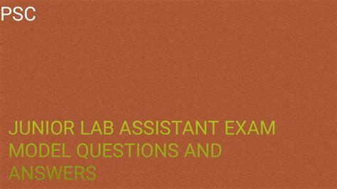 Junior Lab Assistant Exam Model Questions And Answers Youtube