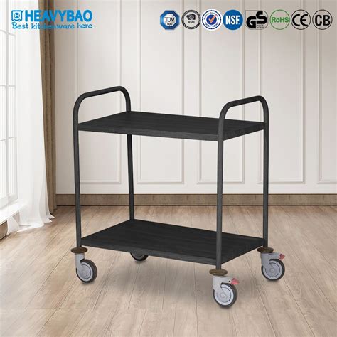 Heavybao Modern Tea Food Serving Truck Black Color Bar Trolley Metal