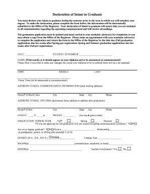 Fillable Online Declaration Of Intent To Graduate Fax Email Print