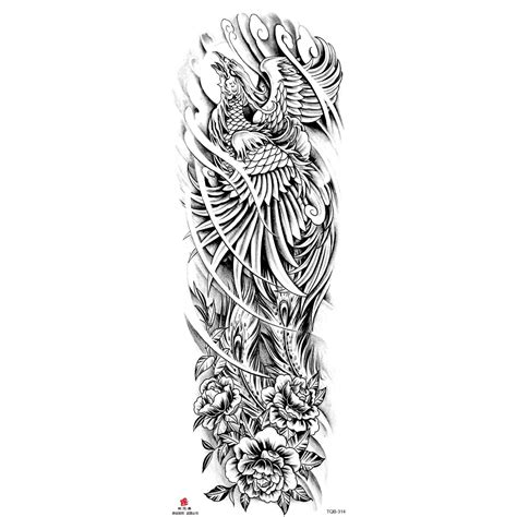 Full Arm Temporary Tattoo Wolf Lion Fish Horns Geometric Man Body Leg