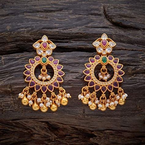 Gorgeous Gold Plated 92.5 Silver Earrings Online | South Indian Jewels