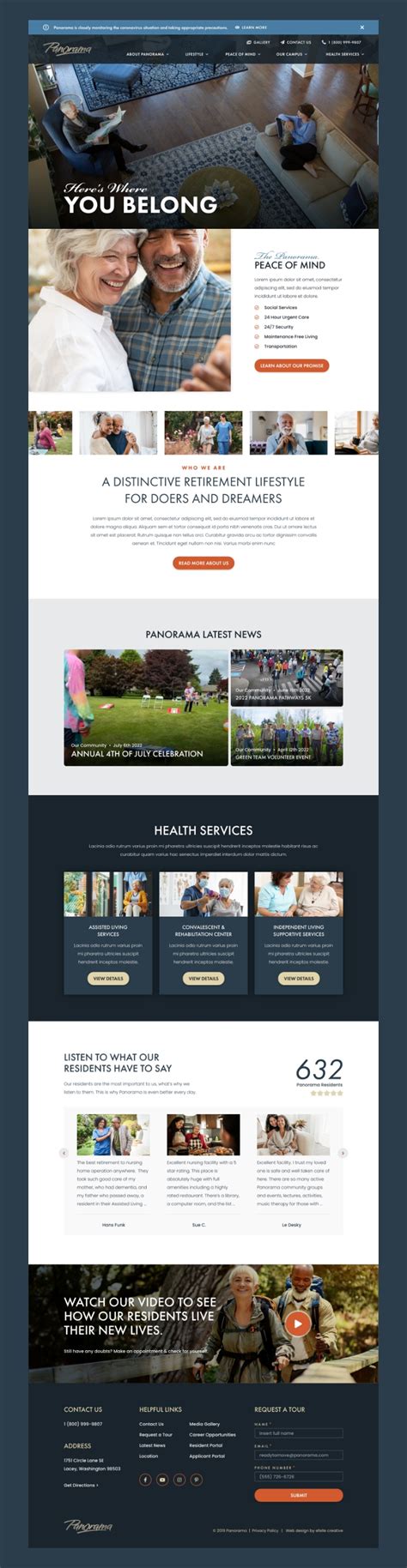 Panorama Launches New Retirement Community WordPress Website Efelle