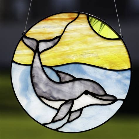 Stained Glass Dolphin Suncatcher Ocean Sunset Suncatcher Stained Glass Patterns Free Stained