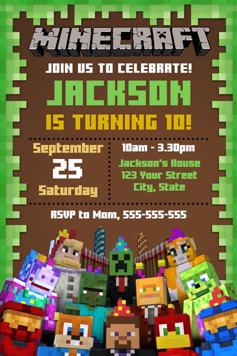 Minecraft Birthday Invitations Printable I Have Included Links To The