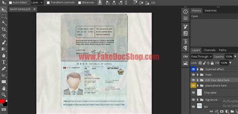 South Korea Passport Psd Template Fakedocshop