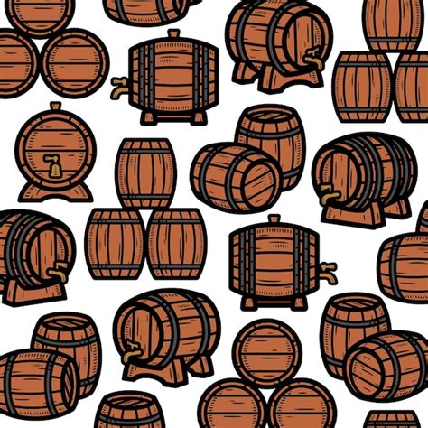 Premium Vector Barrels Pattern Background Set Collection Icon Barrel