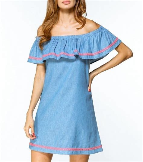 Casual Off Shoulder Flouncing Stripe Short Sleeve Mini Dresses Shop