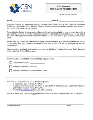 Fillable Online Summer Loan Request Form Summer Loan Request