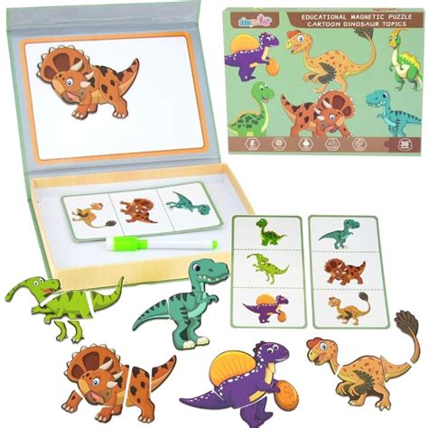 Układanka Magnetyczna Puzzle Dinozaury Montessori SuperZabaweczki