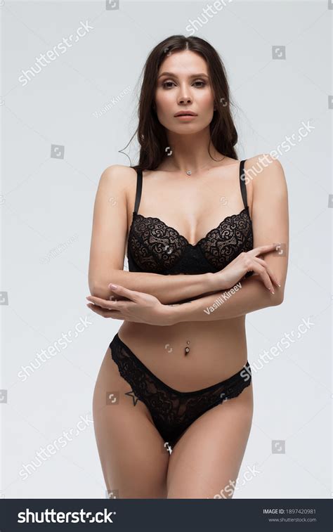 Long Haired Provocative Brunette Woman Charming Stock Photo