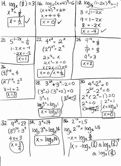 Logarithm Exercises With Answers