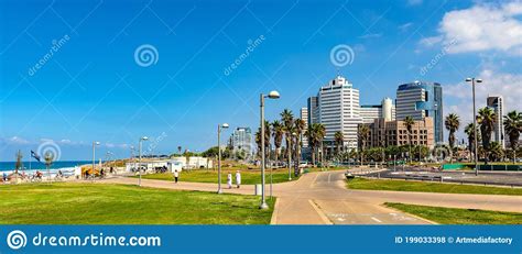 Panoramic View Of Downtown Tel Aviv At Mediterranean Coast With