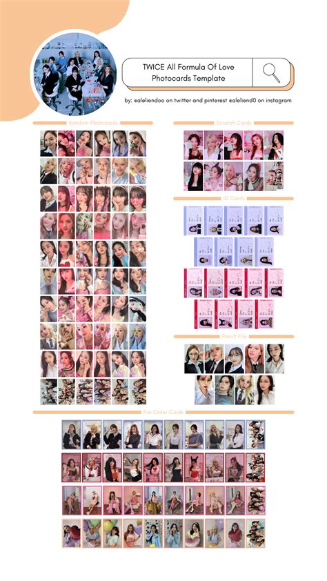 TWICE FORMULA OF LOVE PHOTOCARD TEMPLATE OT9 FULL Photocard Twice