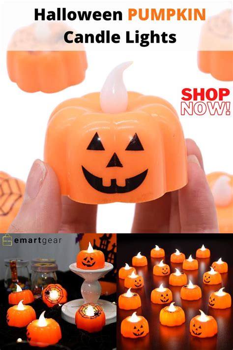 Halloween Pumpkin Flameless Candle Lights 12 Pcs In 2020 Pumpkin