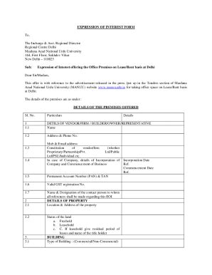 Fillable Online Expression Of Interest Form Template Fax Email Print