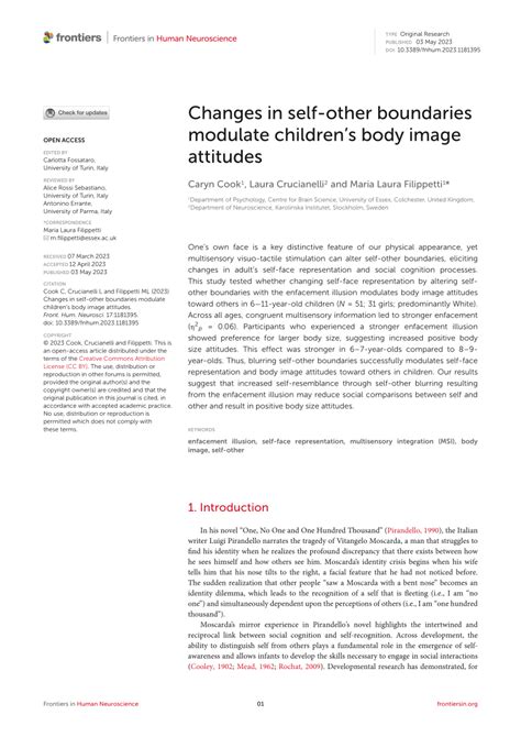 Pdf Changes In Self Other Boundaries Modulate Childrens Body Image