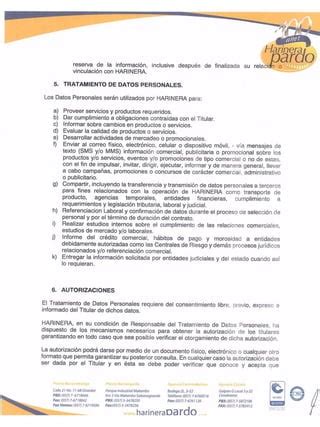 Politica De Datos Harinera Pardo PDF