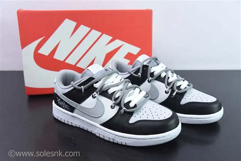 Custom Nike Dunk Low Black White Grey Solesnk