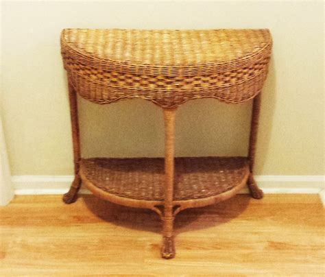 Vintage Brown Wicker Half Moon Table Wicker Vintage Brown Half Moon