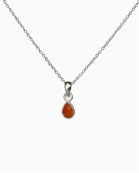 Small Carnelian Pendant Necklace - Veda Jewelry