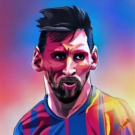 Animated Artwork Of Messi Demonstrating Exceptional Football Skills On