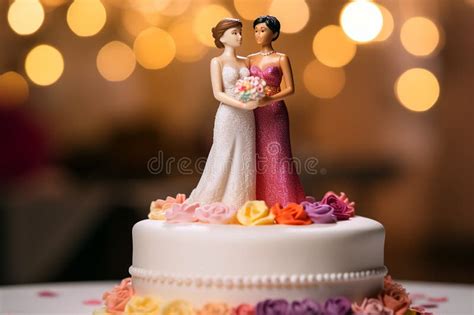 Wedding Cake Topper With Two Brides Figurines Of A Lesbian Couple Gay