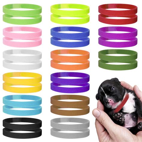 Taihexin 30 Pcs Newborn Velcro Soft Doggy Id Collars Adjustable Puppy