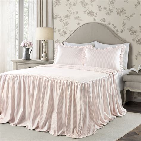 Lush Decor Ticking Stripe Ruffle Detail Polyester Bedspread King