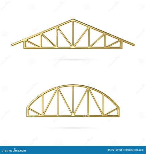 Gold Metal Truss Icon Roof Metal Trusses Constructions Set Of Roofing