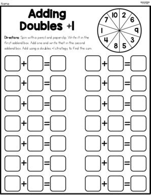 Adding Doubles Plus One Spinner Education To The Core Premium