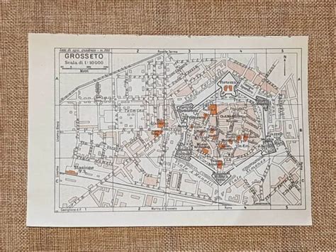 CARTA GEOGRAFICA PIANTA o piantina del 1939 La città di Grosseto