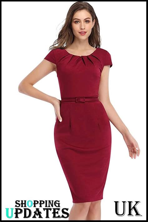 Womens Work Dress V Neck Business Dress Slim Bodycon Pencil Dress