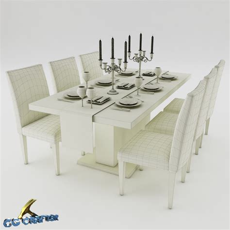 Dining Table Set 01 3D Model Max Obj 3ds Fbx CGTrader