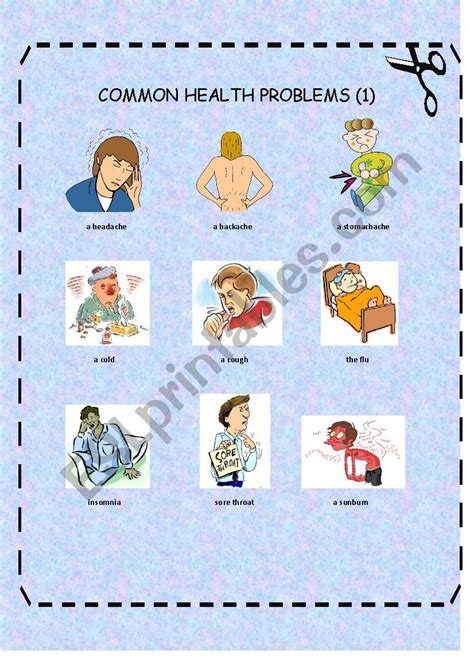 COMMON HEALTH PROBLEMS ESL Worksheet By ViviBastidas