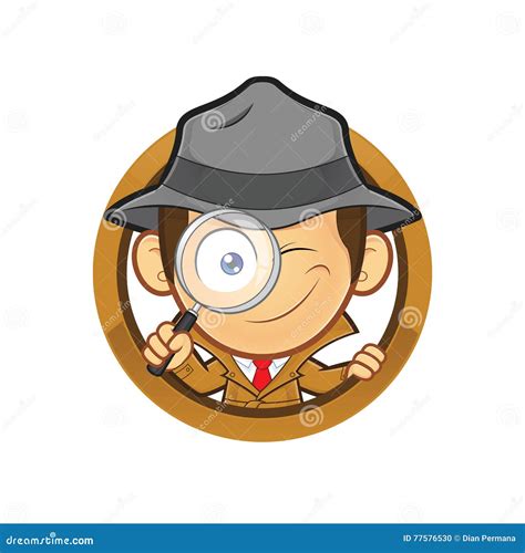 Detective Holding A Magnifying Glass With Circle Shape Vector