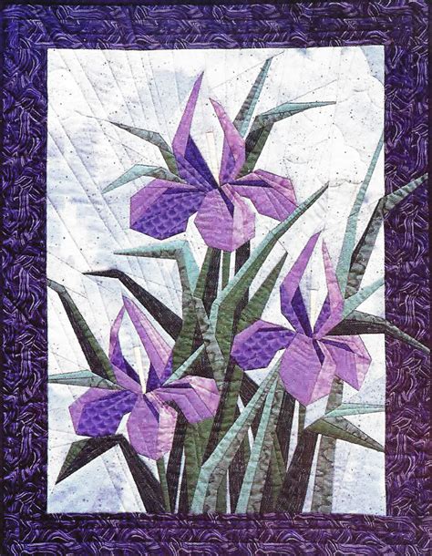 Iris Garden Foundation Paper Piecing Pattern 23 X 30 Quilt Block