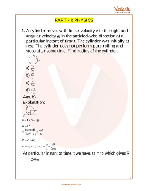 Jee Main Sample Paper Vedantu Examples Papers