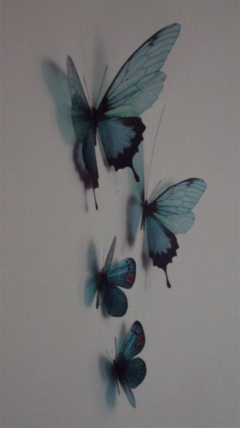 4 Luxury Amazing Teal Blue Butterflies 3d Butterfly Wall Art Etsy