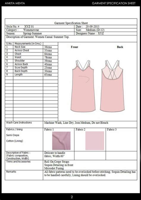 garment spec sheets       uphance