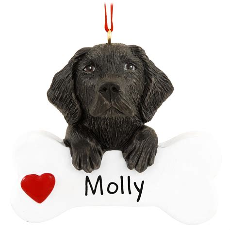 Personalized Black Lab With Bone Ornament