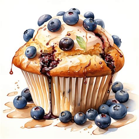 Premium Photo Blueberry Muffin Illustration For Poster Graphic Baking