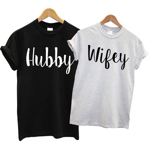 Hubby And Wifey T Shirts Husband Wife Newly Weds Married Top Honeymoon