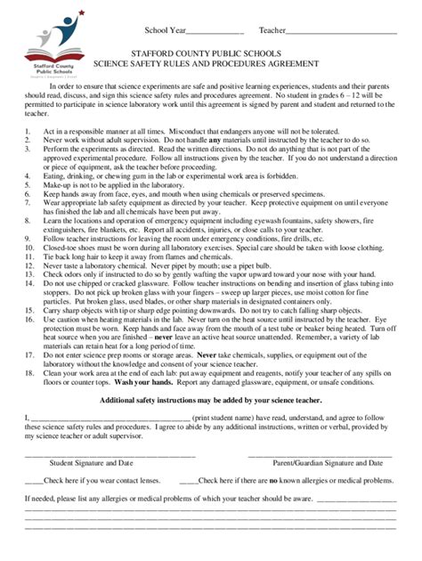 Fillable Online Scps Science Safety Agreement Pdf Fax Email Print